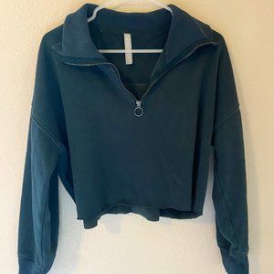 Athleta Teal Cropped Sweatshirt (1/4 zip)